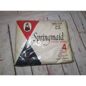 Vintage SPRINGMAID Double Fitted‎ 54x76 100% Fine Cotton Luxury Muslin White